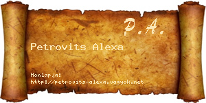 Petrovits Alexa névjegykártya